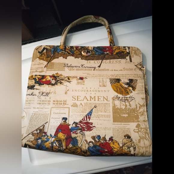 Handmade antique/vintage possibly silk Margaret Smith Patriotic bag - Picture 4 of 16